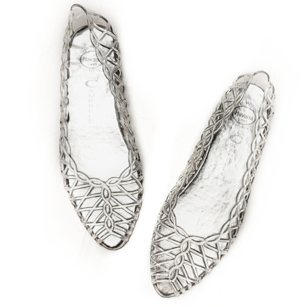 Jeffrey Campbell Silver Clear Open Toe Jelly Flats